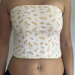 Yellow and white floral tube top #floral #tubetop